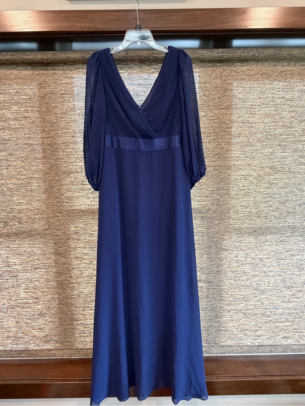 Ever Pretty Navy V-Neck Long Sleeve A-Line Gown